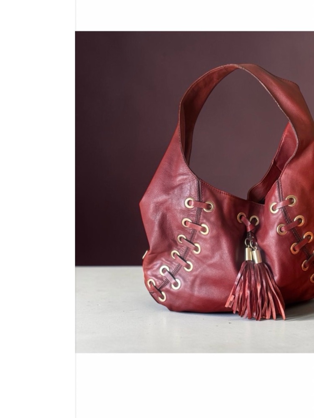Michael Kors Red Leather Tassel Hobo Bag - Picture 9 of 12